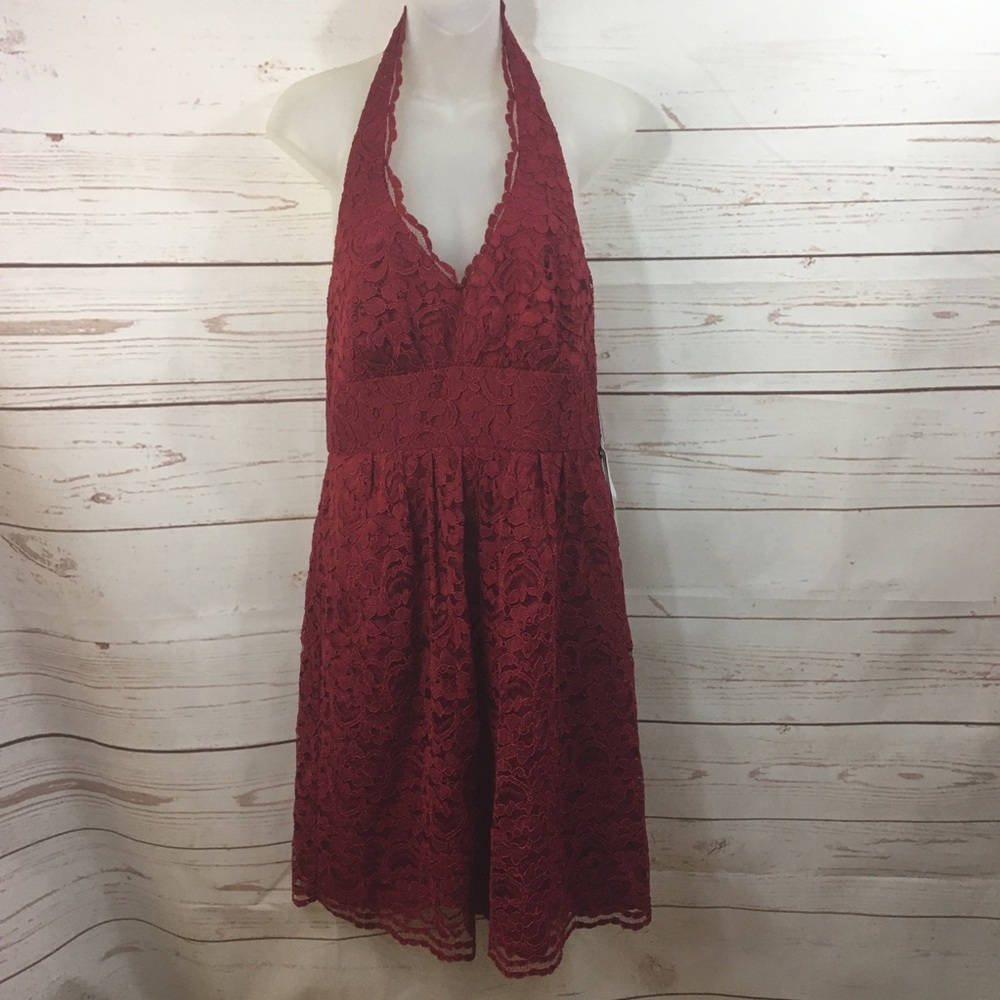 David’s Bridal Short Halter Lace Dress